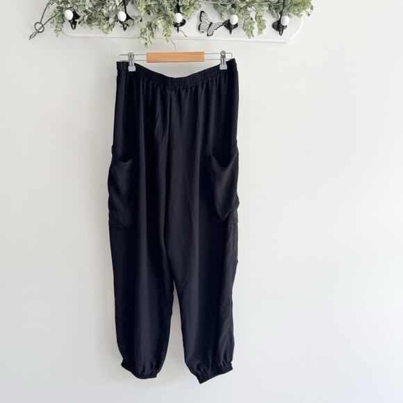 P’TULA Active Black barrel leg baggy cargo jogger Large TS - Picture 4 of 4